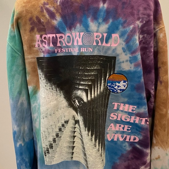 Astro World Festival Run Tie Dye Hooded Sweatshirt /Embroidered/ Size M - Picture 12 of 13